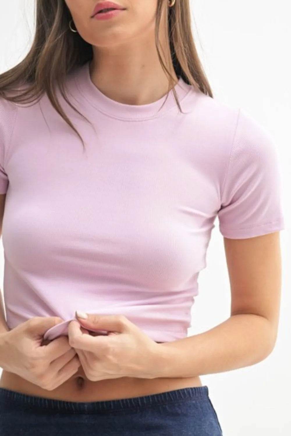 MONO B Essential Micro-ribbed Cropped Athleisure Tee - Shop Style & More | Fresh Looks, Everyday Deals & Free Shipping