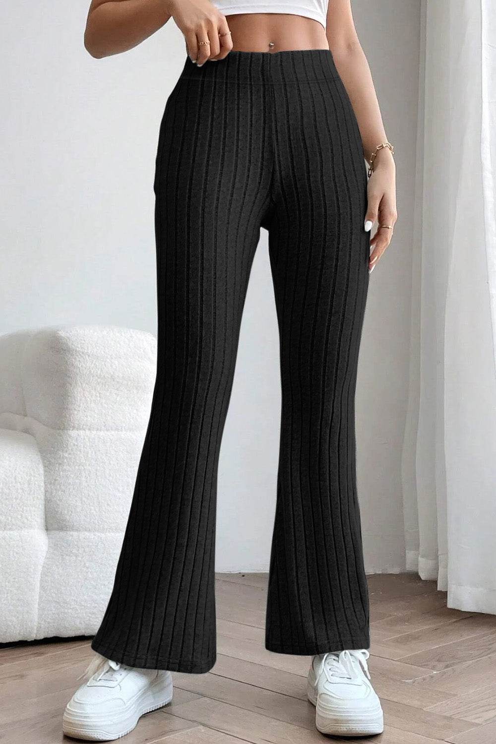 Basic Bae Full Size Ribbed High Waist Flare Pants - Shop Style & More | Fresh Looks, Everyday Deals & Free Shipping