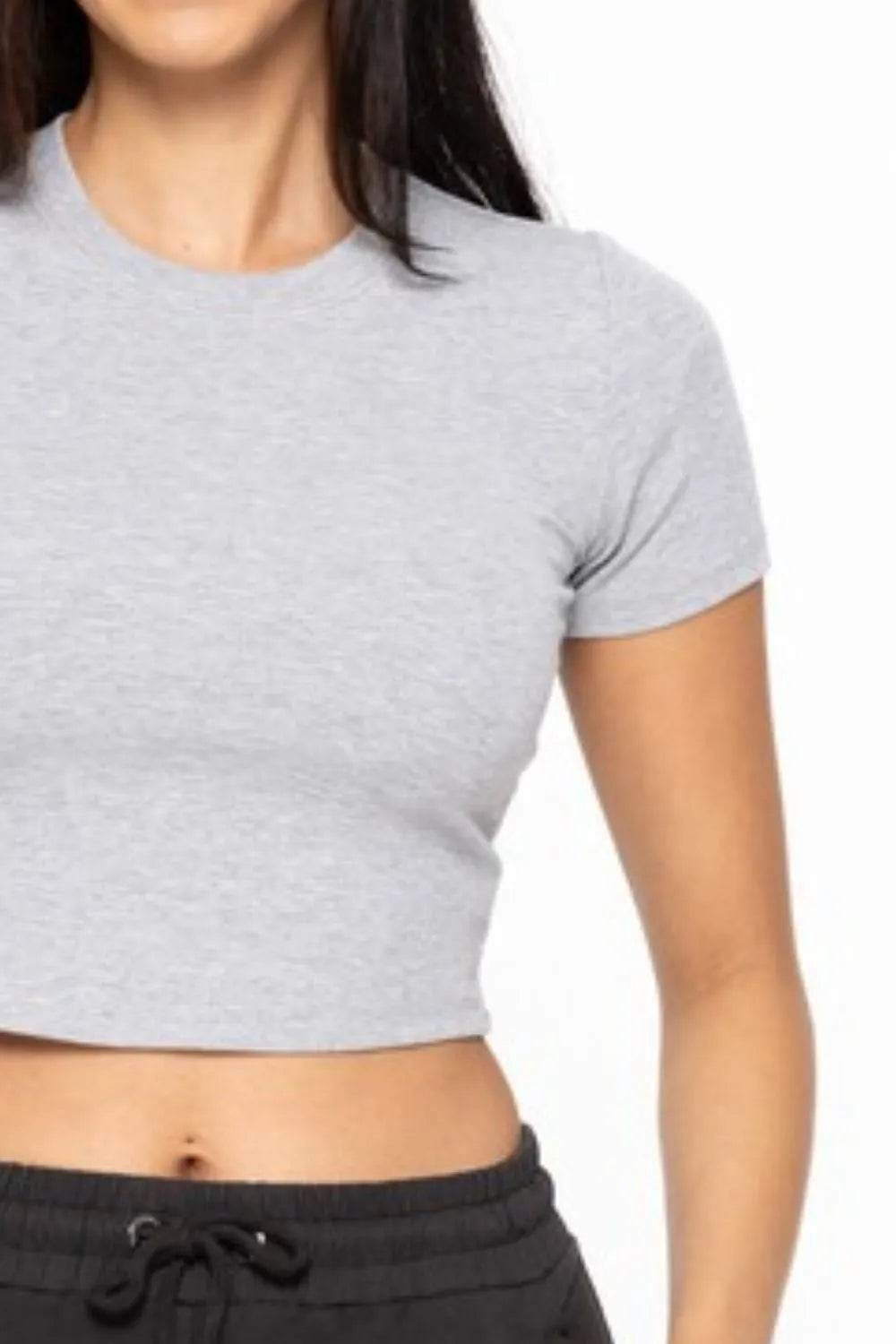 MONO B Essential Micro-ribbed Cropped Athleisure Tee - Shop Style & More | Fresh Looks, Everyday Deals & Free Shipping