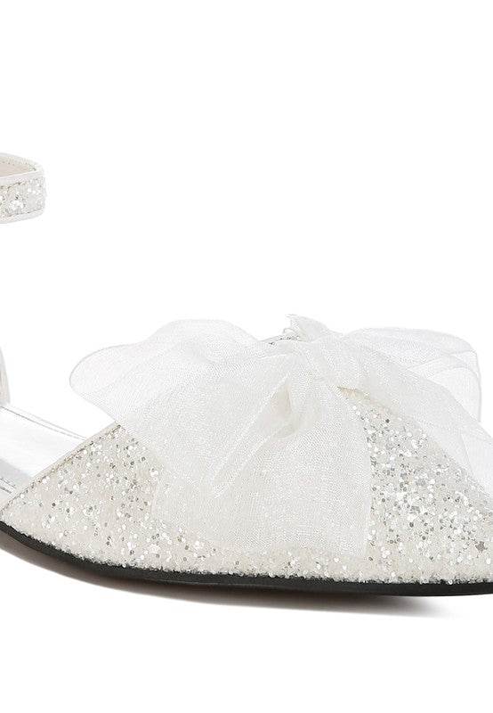 Clarice Sheer Bow Detail Glitter Flat Sandals - Shop Style & More | Fresh Looks, Everyday Deals & Free Shipping