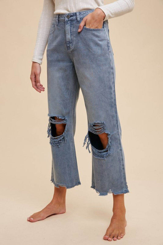 Annie Wear Distressed Raw Hem Jeans - Shop Style & More | Fresh Looks, Everyday Deals & Free Shipping