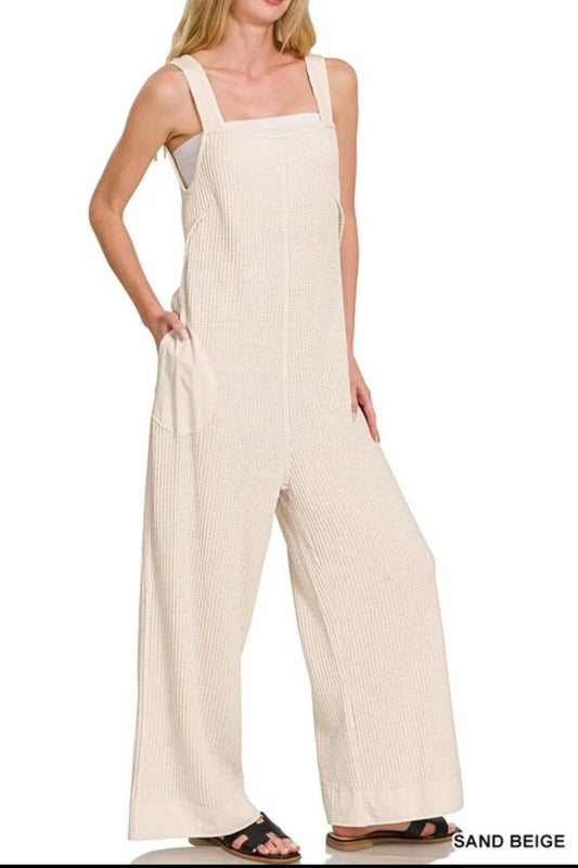 Zenana Knit Waffle Wide Leg Overalls - Shop Style & More | Fresh Looks, Everyday Deals & Free Shipping
