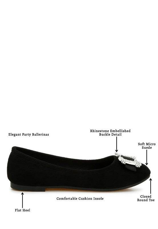 Prajik Rhinestone Buckle Detail Ballerinas - Shop Style & More | Fresh Looks, Everyday Deals & Free Shipping