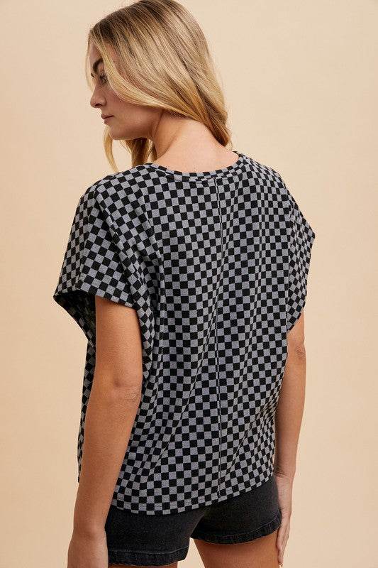 Annie Wear Checkered Round Neck Short Sleeve T-Shirt - Shop Style & More | Fresh Looks, Everyday Deals & Free Shipping