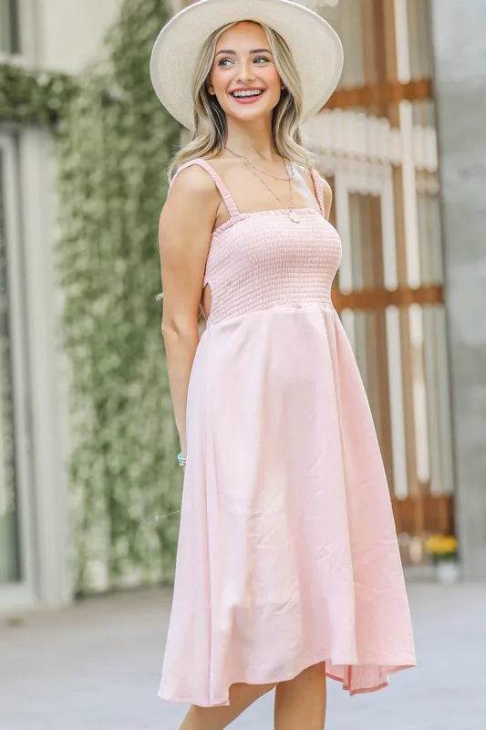 And The Why Smocking Open-Back Sleeveless Midi Dress - Shop Style & More | Fresh Looks, Everyday Deals & Free Shipping