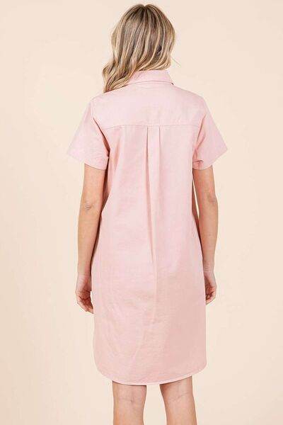 Mittoshop Button Detail Collared Neck Short Sleeve Shirt Dress - Shop Style & More | Fresh Looks, Everyday Deals & Free Shipping
