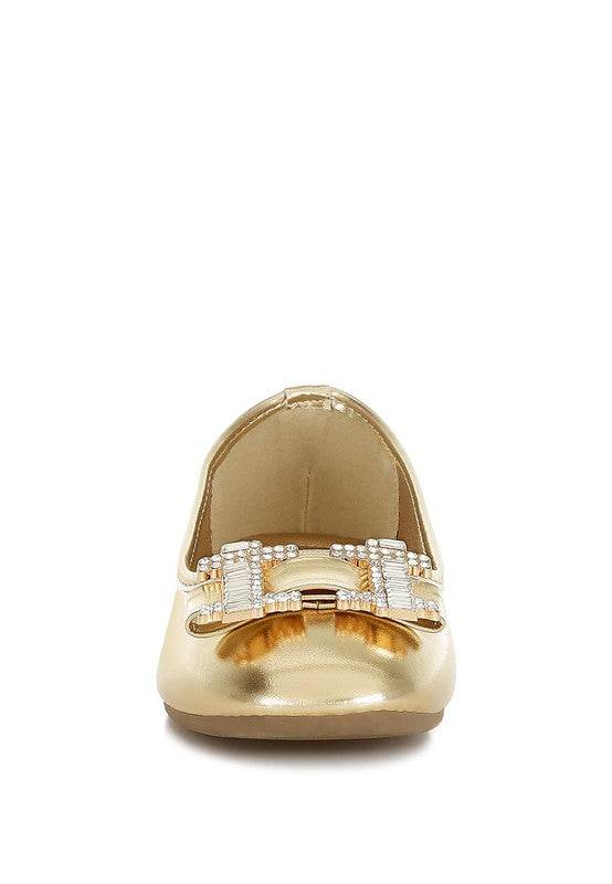 Navik Rhinestone Buckle Metallic Ballerinas - Shop Style & More | Fresh Looks, Everyday Deals & Free Shipping