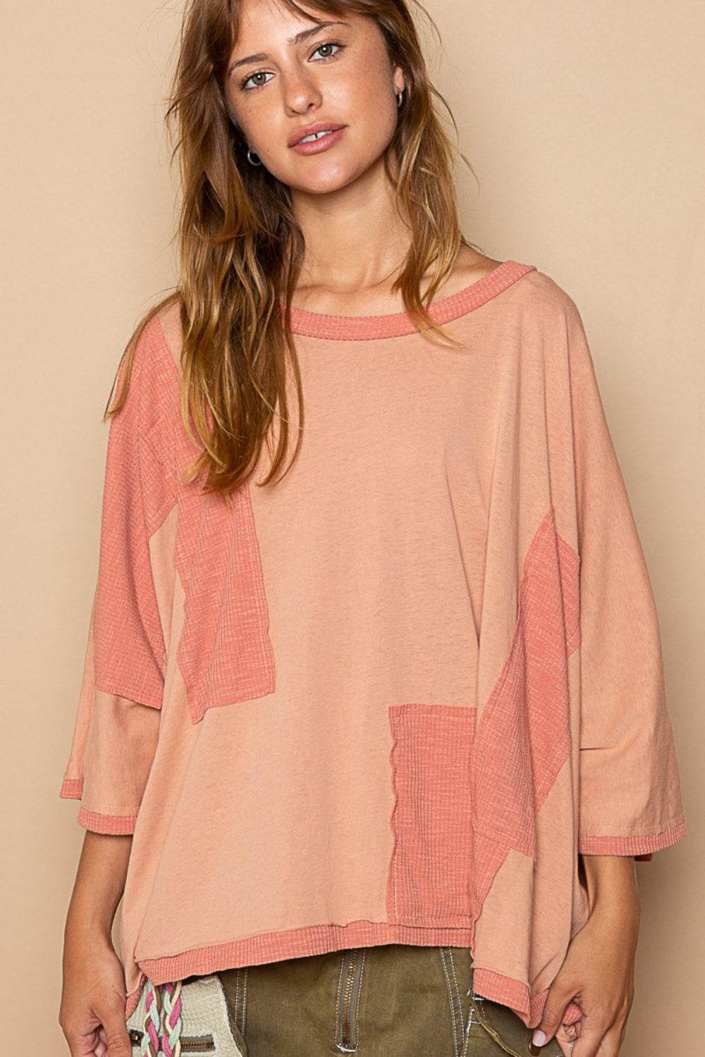 POL Frayed Edge Patchwork Oversized T-Shirt - Shop Style & More | Fresh Looks, Everyday Deals & Free Shipping