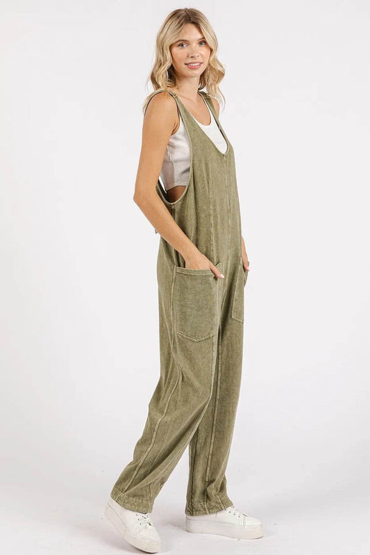 Mittoshop Mineral Wash Relaxed Fit Sleeveless Harem Jumpsuit - Shop Style & More | Fresh Looks, Everyday Deals & Free Shipping