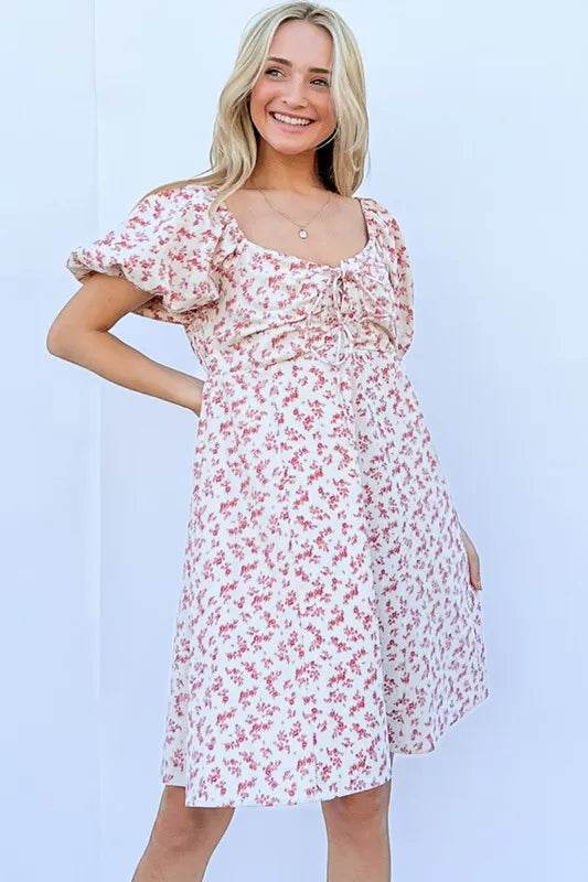 And The Why Lace Up Front Puff Babydoll Dress - Shop Style & More | Fresh Looks, Everyday Deals & Free Shipping