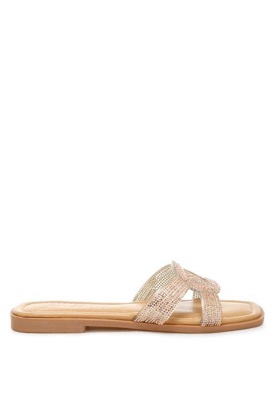 Minople Rhinestones Embellished Flat Sandals - Shop Style & More | Fresh Looks, Everyday Deals & Free Shipping
