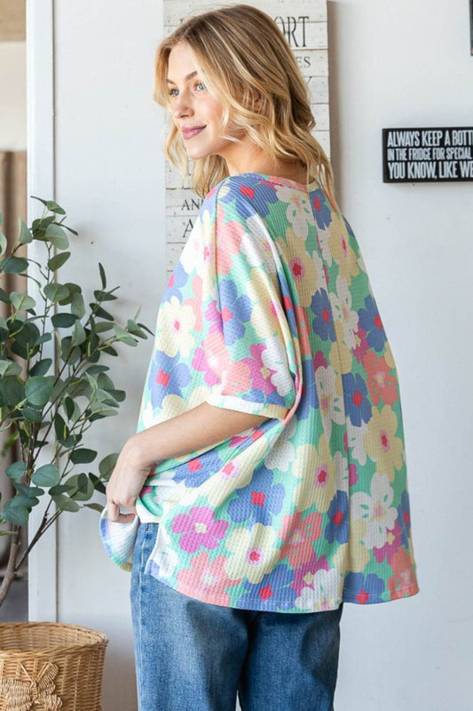 HOPELY Floral Waffle Oversized T-Shirt - Shop Style & More | Fresh Looks, Everyday Deals & Free Shipping