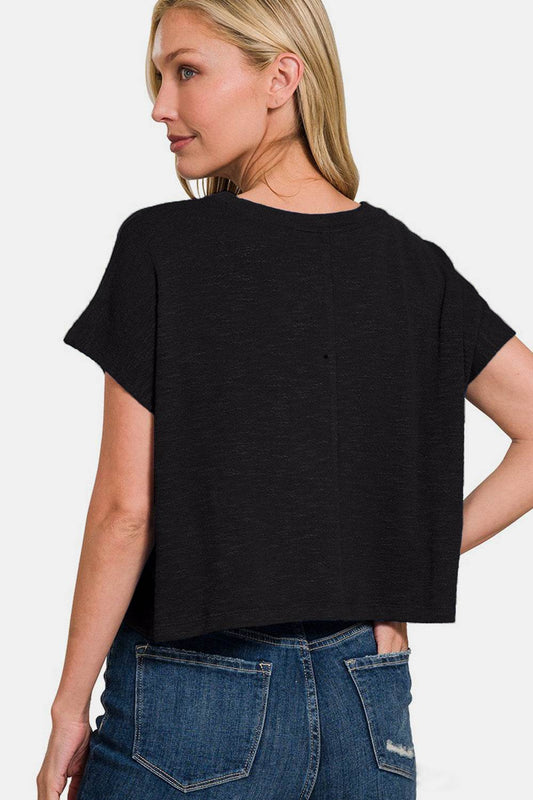 Zenana Round Neck Short Sleeve Crop T-Shirt - Shop Style & More | Fresh Looks, Everyday Deals & Free Shipping
