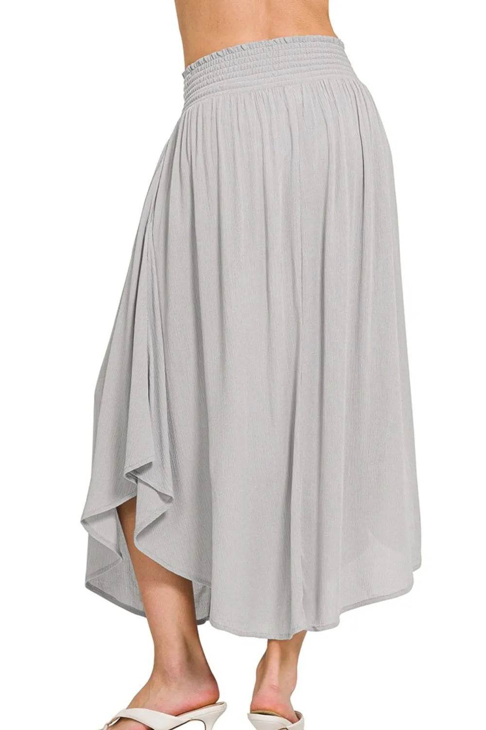 Zenana Woven Crinkle Smocked Waist Maxi Skirt W Pockets - Shop Style & More | Fresh Looks, Everyday Deals & Free Shipping