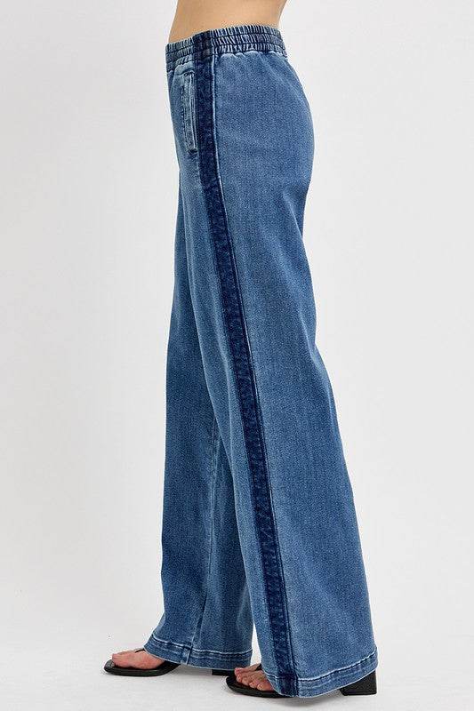 RISEN Full Size Elastic Waist Wide Leg Jeans Plus Size - Shop Style & More | Fresh Looks, Everyday Deals & Free Shipping