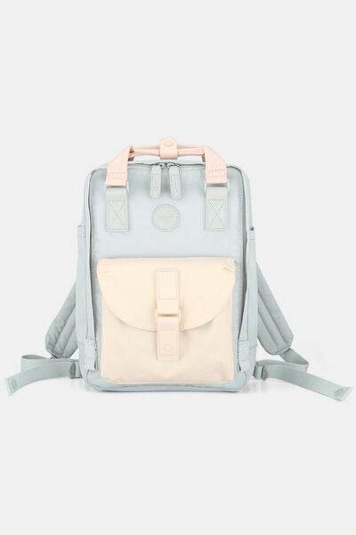 Himawari Contrast Waterproof Canvas Backpack Bag with Round Label - Shop Style & More | Fresh Looks, Everyday Deals & Free Shipping