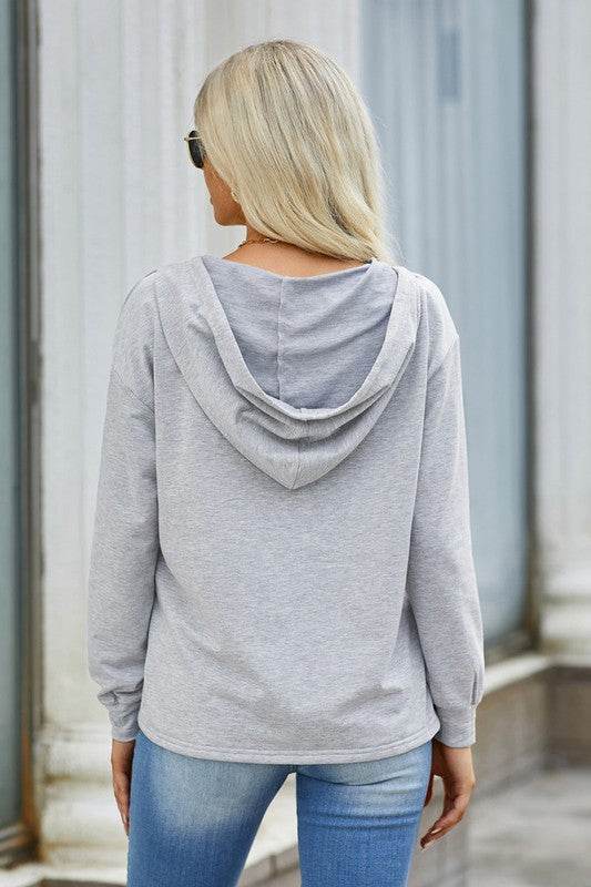 Solid Lace Trim Long Sleeve Loose Hoodie - Shop Style & More | Fresh Looks, Everyday Deals & Free Shipping