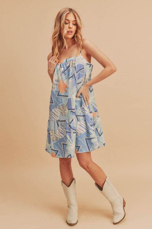 Aemi + Co Printed Ruffled Hem Square Neck Mini Cami Dress - Shop Style & More | Fresh Looks, Everyday Deals & Free Shipping