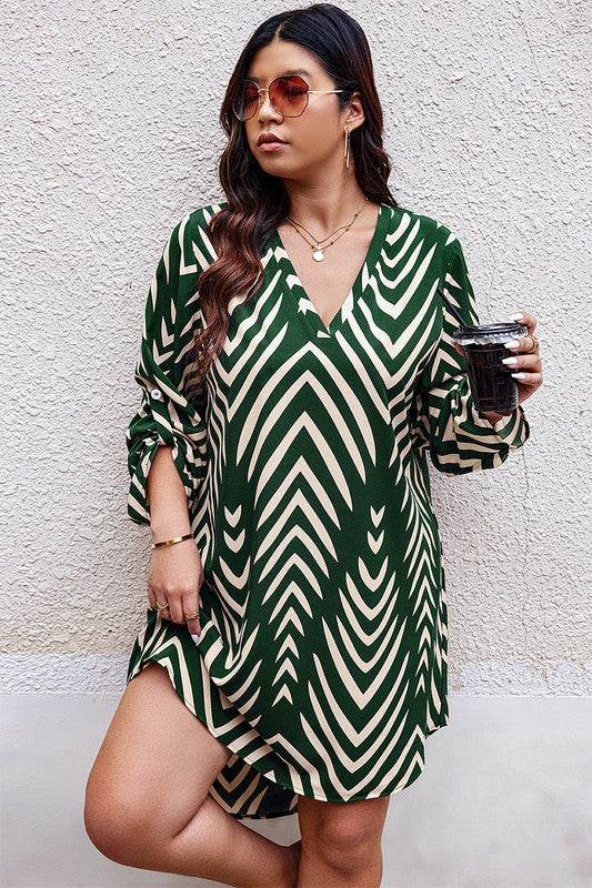 Plus Graphic Print Asymmetric Hem Loose Midi Dress - Shop Style & More | Fresh Looks, Everyday Deals & Free Shipping
