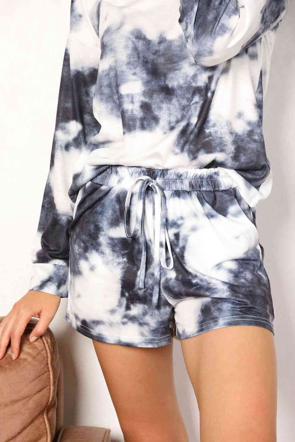 Shiny Tie-Dye Round Neck Top and Shorts Lounge Set - Shop Style & More | Fresh Looks, Everyday Deals & Free Shipping
