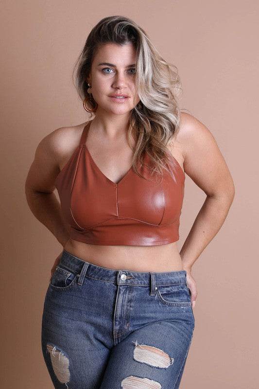 Faux Leather Longline Bralette Plus Size - Shop Style & More | Fresh Looks, Everyday Deals & Free Shipping