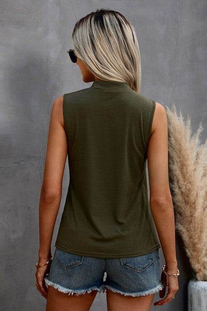 Solid Cold Cut Out Shoulder Sleeveless Top - Shop Style & More | Fresh Looks, Everyday Deals & Free Shipping