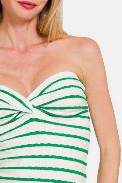 Zenana Twisted Sweetheart Neck Striped Tube Top - Shop Style & More | Fresh Looks, Everyday Deals & Free Shipping