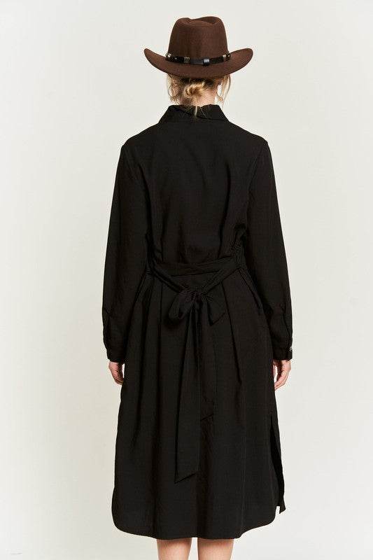 SOLID BUTTON DOWN BELTED LONG DRESS 30-545 - Shop Style & More | Fresh Looks, Everyday Deals & Free Shipping
