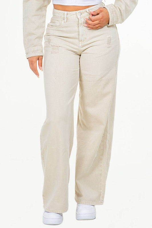 American Bazi High Waist Distressed Wide Leg Jeans - Shop Style & More | Fresh Looks, Everyday Deals & Free Shipping