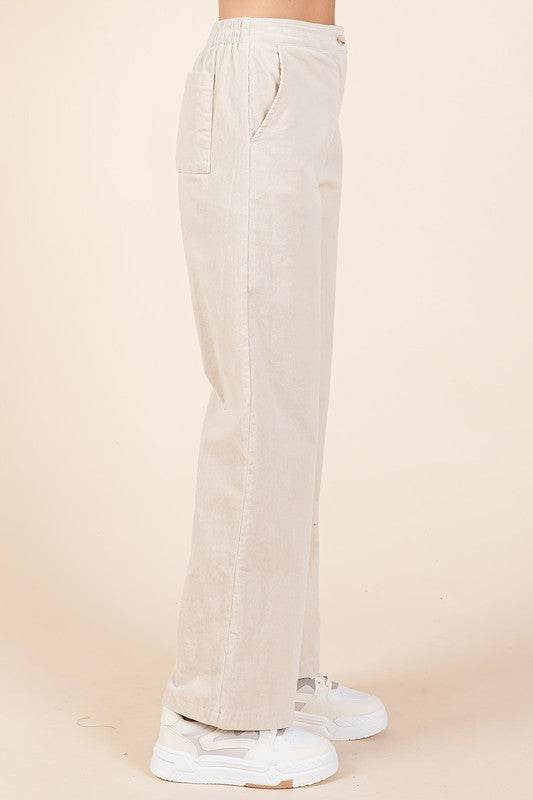 Mittoshop Corduroy Back Elastic Waist Pants - Shop Style & More | Fresh Looks, Everyday Deals & Free Shipping