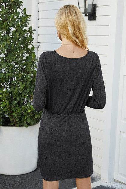 Solid Crew Neck High Waist Drawstring Dress - Shop Style & More | Fresh Looks, Everyday Deals & Free Shipping