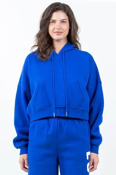 American Bazi Letter Graphic Long Sleeve Drawstring Cropped Hoodie - Shop Style & More | Fresh Looks, Everyday Deals & Free Shipping