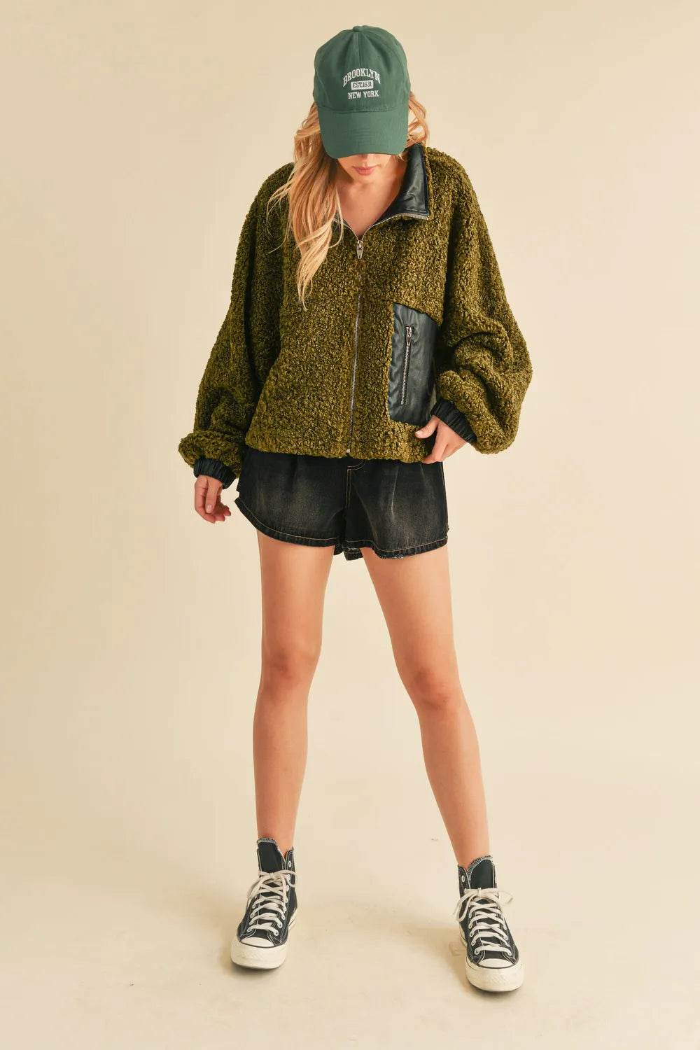 Aemi + Co Collared Neck Zip Up Sherpa Jacket - Shop Style & More | Fresh Looks, Everyday Deals & Free Shipping