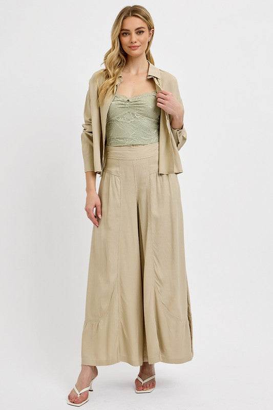 RISEN Shirring Detail Wide Leg Pants - Shop Style & More | Fresh Looks, Everyday Deals & Free Shipping