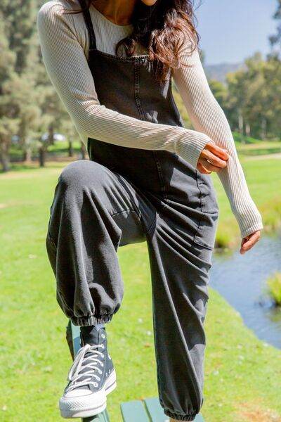 Mono B Drawstring Waist Spaghetti Strap Overalls with Pockets - Shop Style & More | Fresh Looks, Everyday Deals & Free Shipping