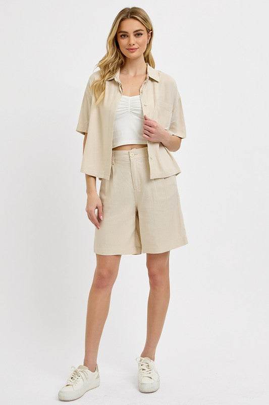 RISEN High Rise Pleated Front Shorts - Shop Style & More | Fresh Looks, Everyday Deals & Free Shipping