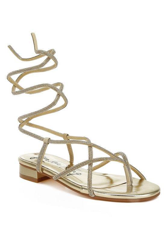 Babbity Rhinestone Embellished Lace-Up Sandals - Shop Style & More | Fresh Looks, Everyday Deals & Free Shipping