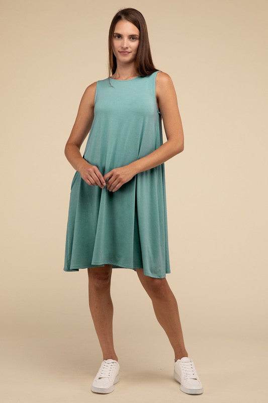 Sleeveless Flared Dress with Side Pockets - Shop Style & More | Fresh Looks, Everyday Deals & Free Shipping