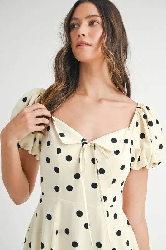 MABLE Polka Dot Puff Sleeve Midi Dress - Shop Style & More | Fresh Looks, Everyday Deals & Free Shipping