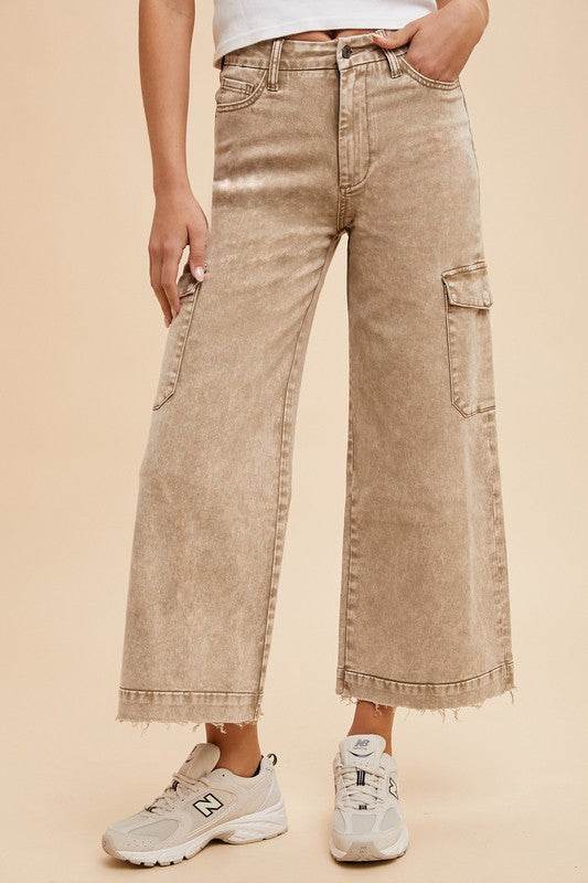 Annie Wear Raw Hem Wide Leg Jeans with Cargo Pockets - Shop Style & More | Fresh Looks, Everyday Deals & Free Shipping