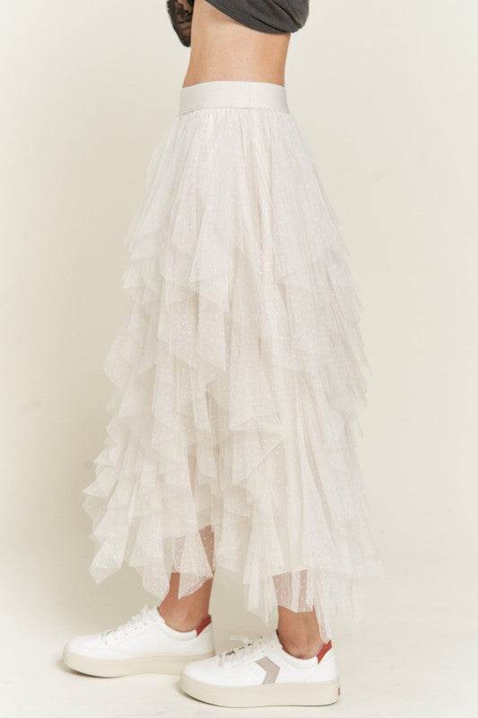 PLUS LAYER POLKA DOT MESH LINED A-LINE MIDI SKIRT - Shop Style & More | Fresh Looks, Everyday Deals & Free Shipping