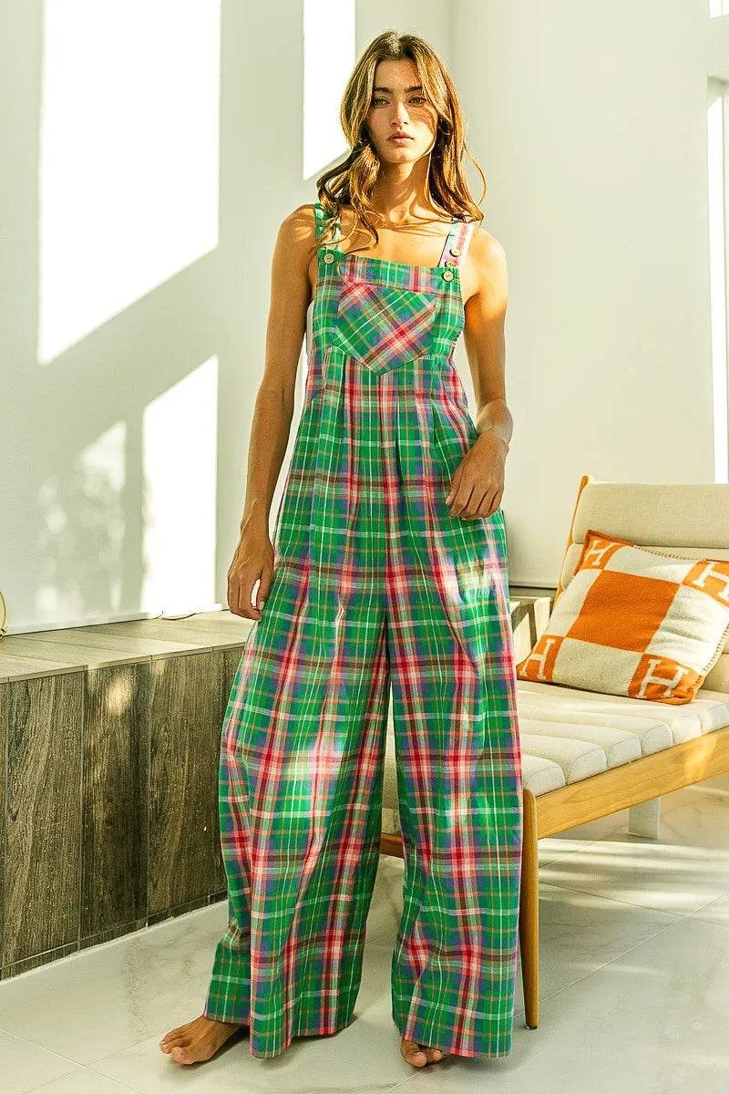 BiBi Multi Color Check Plaid Overall - Shop Style & More | Fresh Looks, Everyday Deals & Free Shipping