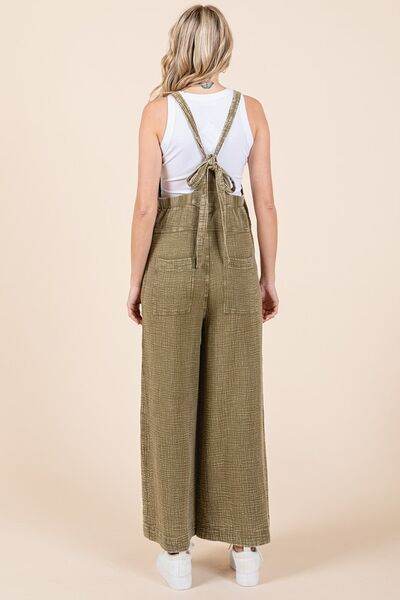Mittoshop Textured Wide Leg Overalls - Olive - Shop Style & More | Fresh Looks, Everyday Deals & Free Shipping
