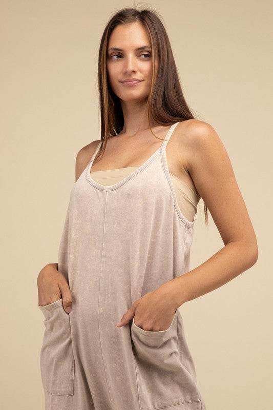 Washed Spaghetti Straps Overalls with Pockets - Shop Style & More | Fresh Looks, Everyday Deals & Free Shipping