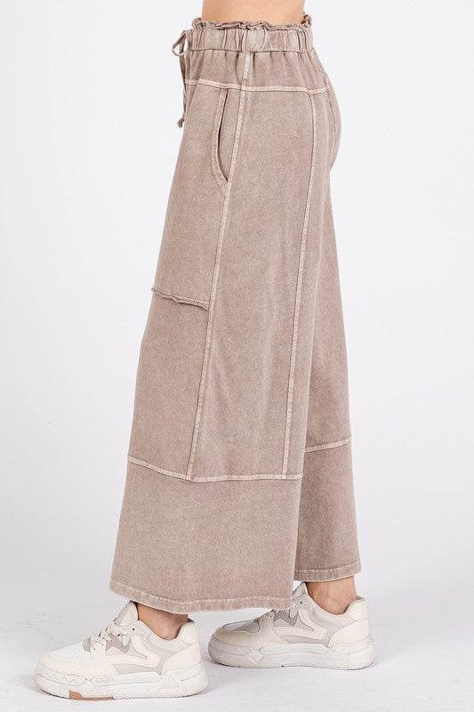 Mittoshop Mineral Wash Seam French Terry Wide Leg Pants - Shop Style & More | Fresh Looks, Everyday Deals & Free Shipping