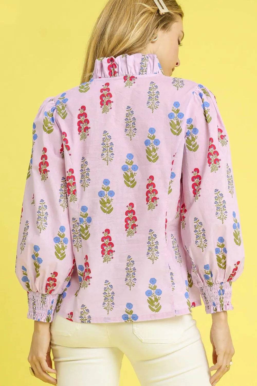 Umgee Floral Print Lantern Sleeve Button Down Shirt - Shop Style & More | Fresh Looks, Everyday Deals & Free Shipping