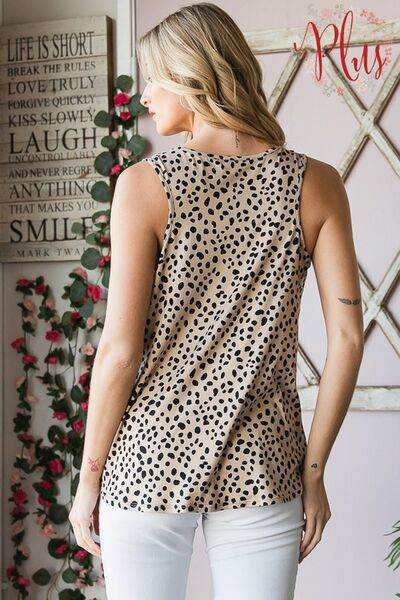 Heimish Full Size Front Button Animal Print Sleeveless Top Plus Size - Shop Style & More | Fresh Looks, Everyday Deals & Free Shipping