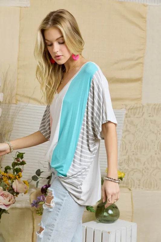ADORA Colorblock Casual Knit Tunic Top - Shop Style & More | Fresh Looks, Everyday Deals & Free Shipping