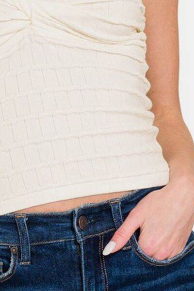 Zenana Ruched Twisted Sweetheart Neck Top - Shop Style & More | Fresh Looks, Everyday Deals & Free Shipping