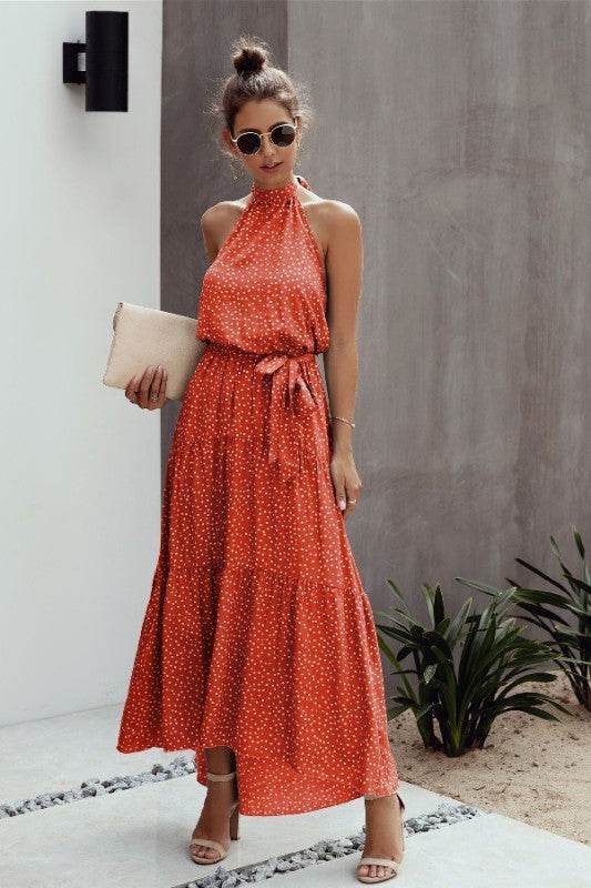 Tie Back Polka Dot Ruffle Hem Halter Dress - Shop Style & More | Fresh Looks, Everyday Deals & Free Shipping